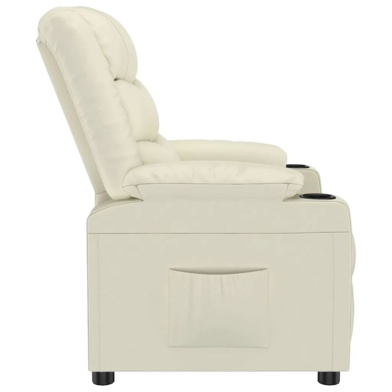 vidaXL atpūtas krēsls, atgāžams, krēmkrāsas mākslīgā āda