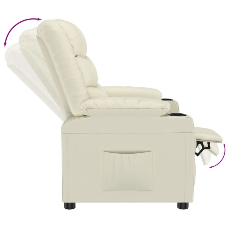 vidaXL atpūtas krēsls, atgāžams, krēmkrāsas mākslīgā āda