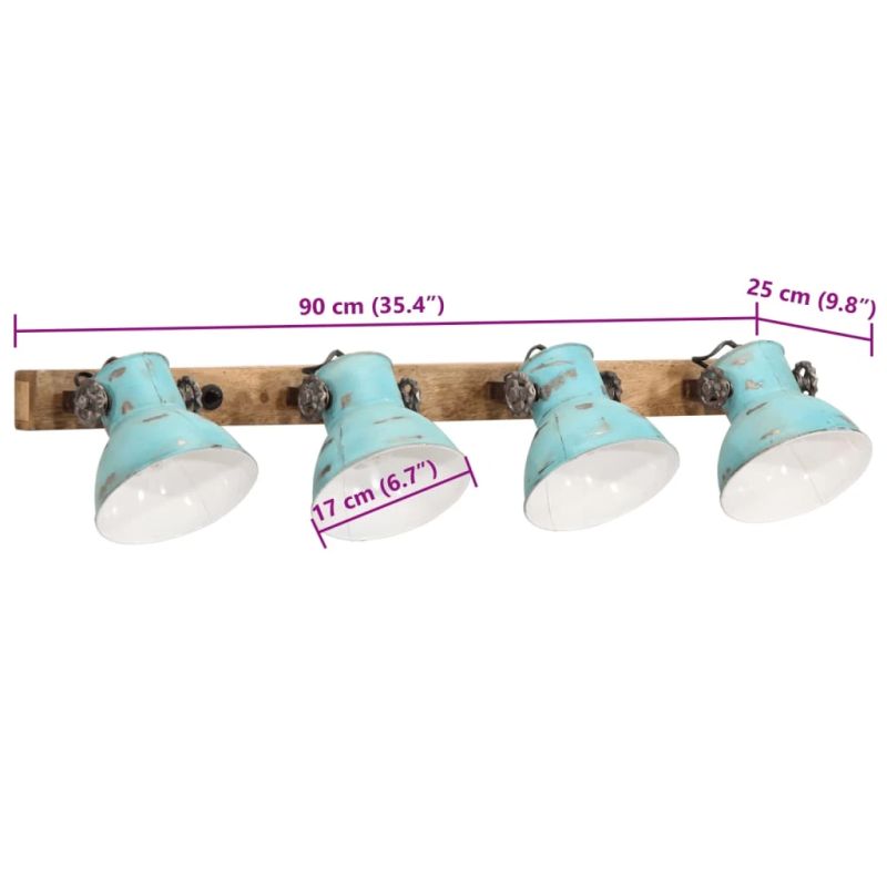 vidaXL sienas lampa, 25 W, bružāti zila, 90x25 cm E27