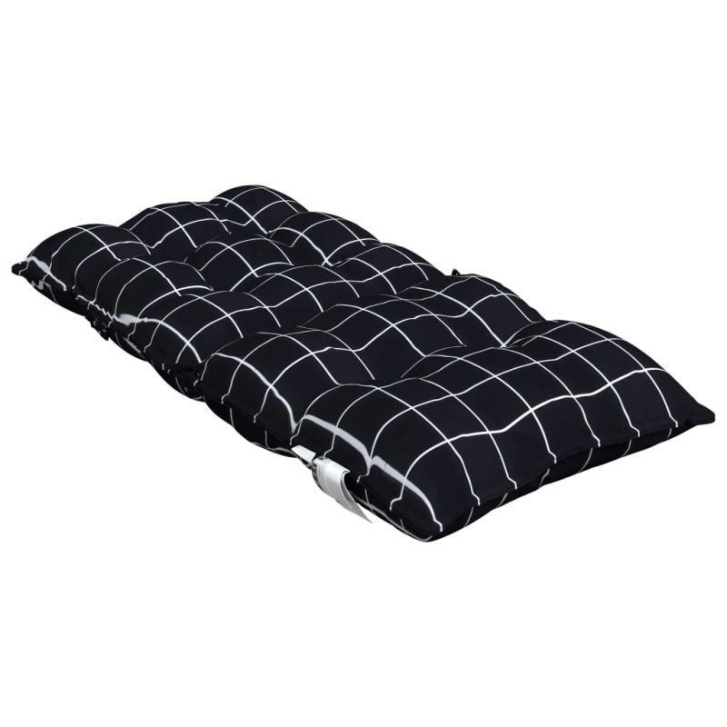 vidaXL dārza krēslu matrači, 4 gab., audums, melnu četrstūru rakstu
