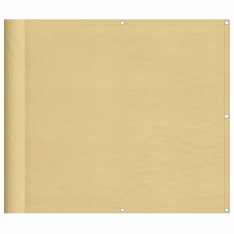 vidaXL balkona aizslietnis, smilšu, 90x700 cm, 100% poliestera audums