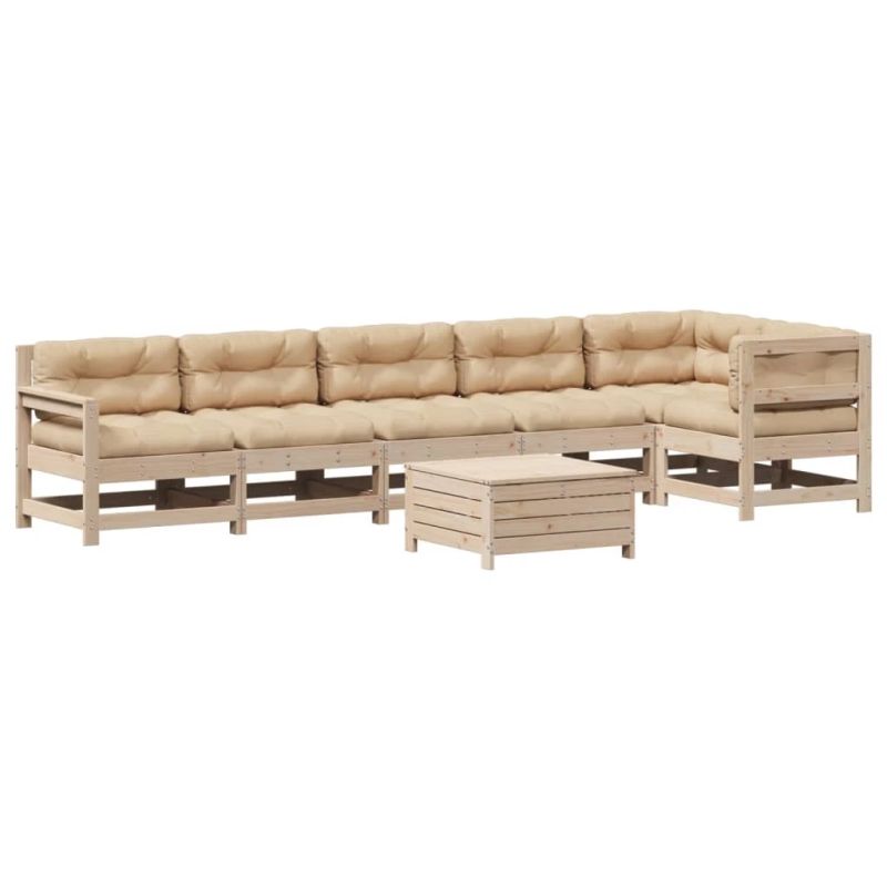 vidaXL 7-daļīgs dārza atpūtas mēbeļu komplekts ar pelēkiem matračiem