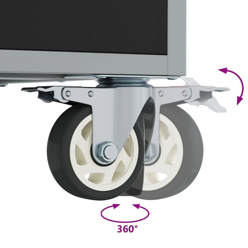 vidaXL Darbnīcas soliņš ar atvilktni Melns un pelēks 75 x 45 x 85 cm