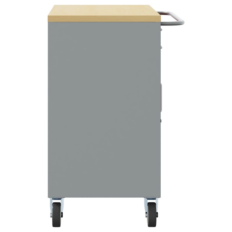 vidaXL Darbnīcas soliņš ar atvilktni Sarkans un pelēks 75 x 45 x 85 cm