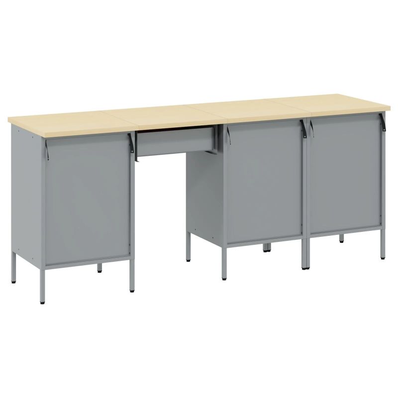 vidaXL Darba skapis ar atvilktni 4 pcs Melna 200 x 55 x 85 cm