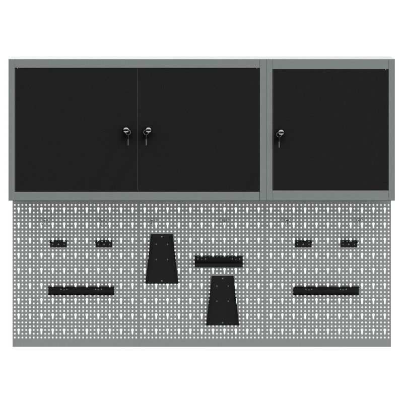 vidaXL Rīku skapju komplekts ar plauktu ar uzglabāšanu 5 pcs Melna