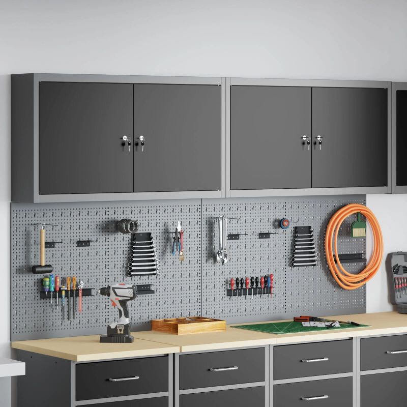 vidaXL Rīku skapju komplekts ar plauktu ar uzglabāšanu 6 pcs Melna