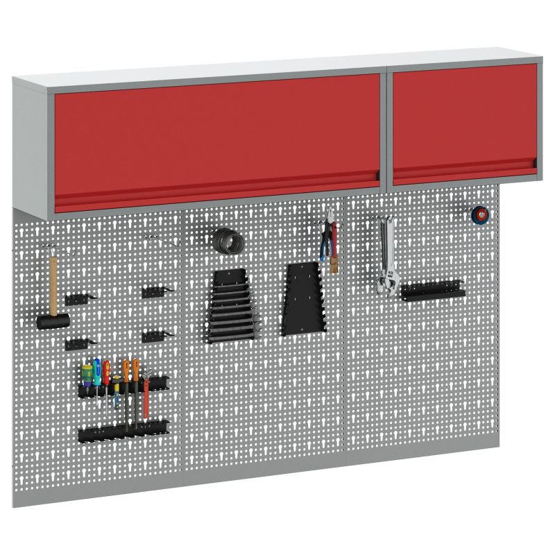 vidaXL Rīku skapju komplekts ar plauktu ar uzglabāšanu 5 pcs Sarkana