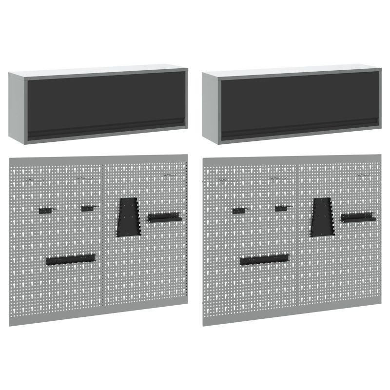 vidaXL Rīku skapju komplekts ar plauktu ar uzglabāšanu 6 pcs Melna