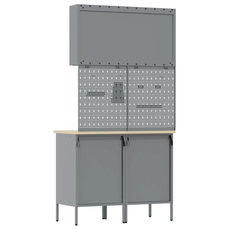 vidaXL Darbagalds ar atvilktni 5 pcs Sarkana 100 x 55 x 200 cm Tērauds