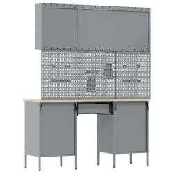 vidaXL Darba skapis ar atvilktni 8 pcs Melna 150 x 55 x 200 cm