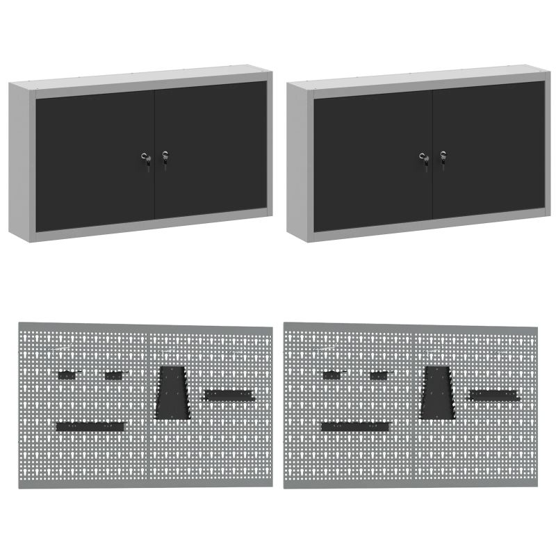 vidaXL Darba skapis ar slēdzeni 10 pcs Melna Inženieru koks un tērauds