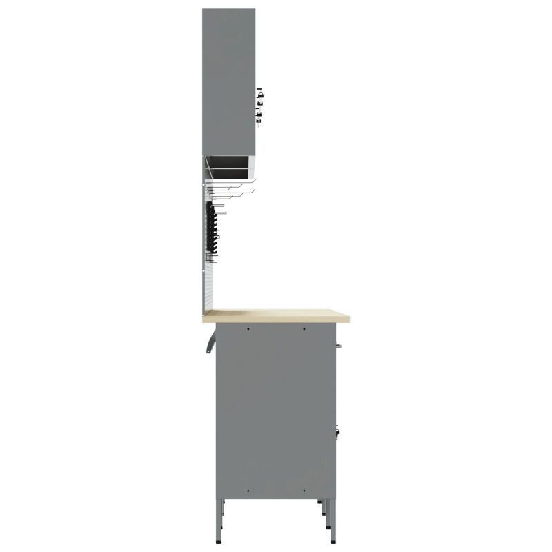 vidaXL Darbagalds ar atvilktni 10 pcs Melna 200 x 55 x 200 cm Tērauds