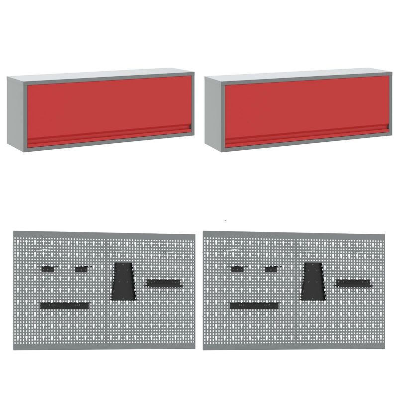 vidaXL Darba skapju komplekts ar atvilktni ar slēdzeni 10 pcs Sarkana