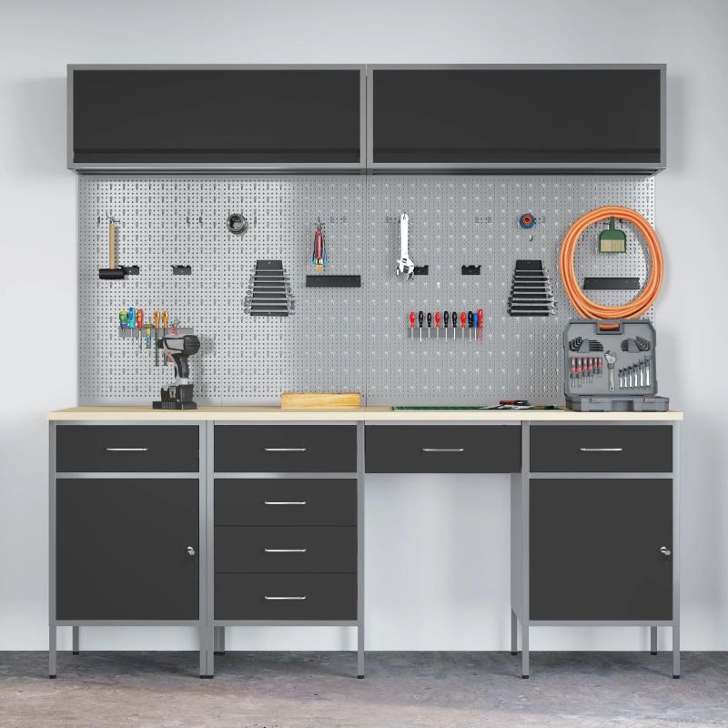 vidaXL Darba skapju komplekts ar atvilktni ar uzglabāšanu 10 pcs Melna