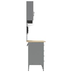 vidaXL Darba skapis ar atvilktni 10 pcs Melna 200 x 55 x 200 cm