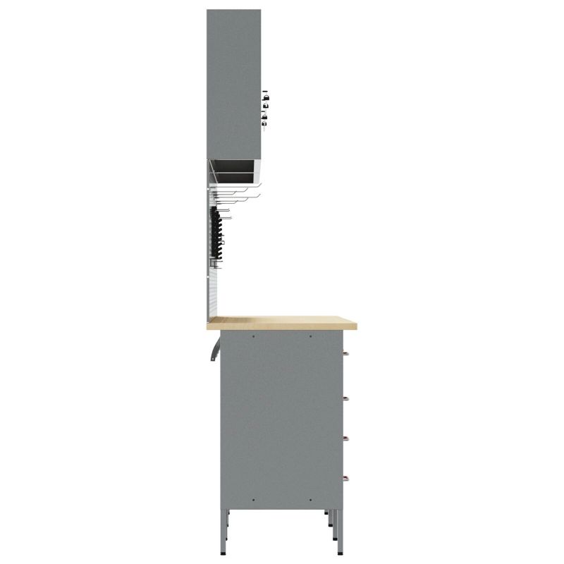 vidaXL Darba skapis ar atvilktni 10 pcs Melna 200 x 55 x 200 cm