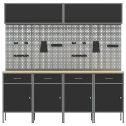 vidaXL Darba skapju komplekts ar uzglabāšanu 10 pcs Melna