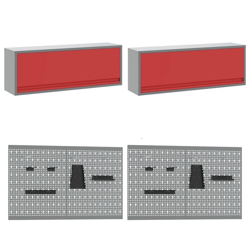 vidaXL Darbagalda komplekts ar atvilktni 8 pcs Sarkana Tērauds