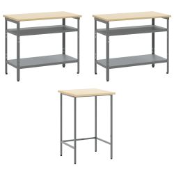 vidaXL Darba skapju komplekts ar plauktu 10 pcs Sarkans un pelēks