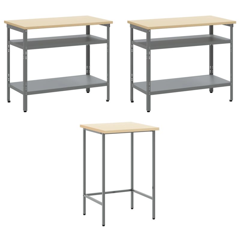 vidaXL Darba skapju komplekts ar plauktu 10 pcs Sarkans un pelēks