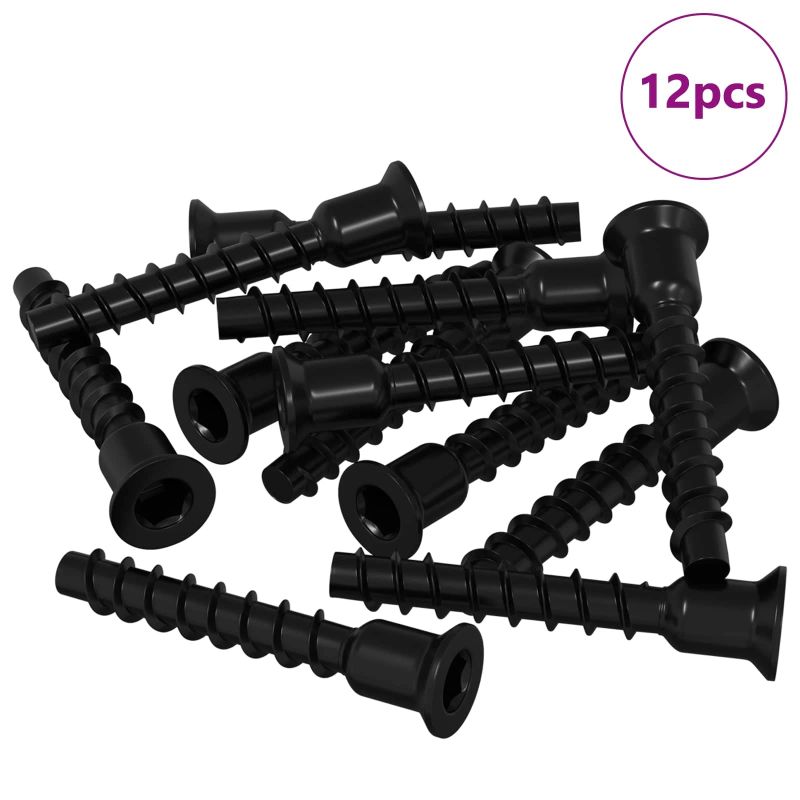 vidaXL Kontaktligzdas skrūve 12 pcs Melna 7 x 40 mm Dzelzs