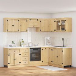 vidaXL Plakans ar atvilktni ar plauktu 10 pcs Medus Ciets priedes koks