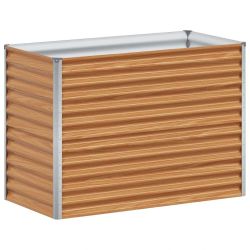 vidaXL Augstā puķu kaste Gaiši brūns 98 x 50 x 68 cm Cinkots tērauds