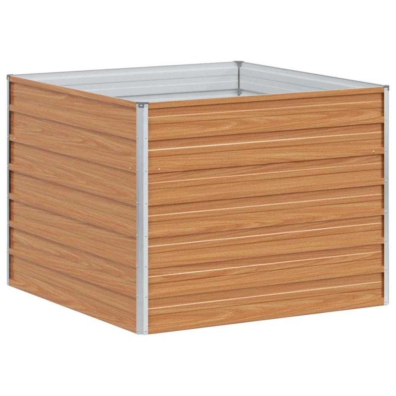 vidaXL Augstā puķu kaste Gaiši brūns 100 x 100 x 77 cm Cinkots tērauds