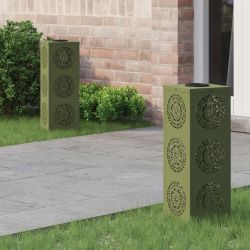 vidaXL Saules LED ceļa gaisma 2 pcs Olīvu zaļš Auksti velmēts tērauds