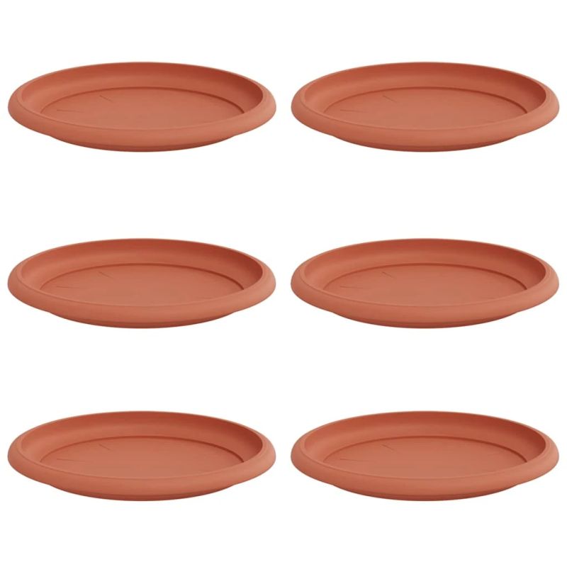 vidaXL Apaļa Ziedu Palete 6 pcs Ķieģeļu sarkans DIA 14 x 2 cm Plastmasa