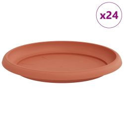 vidaXL Apaļa Ziedu Palete 24 pcs Ķieģeļu sarkans DIA 14 x 2 cm Plastmasa