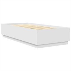 vidaXL Gultas rāmis Balts 100 x 200 cm Inženierijas koks