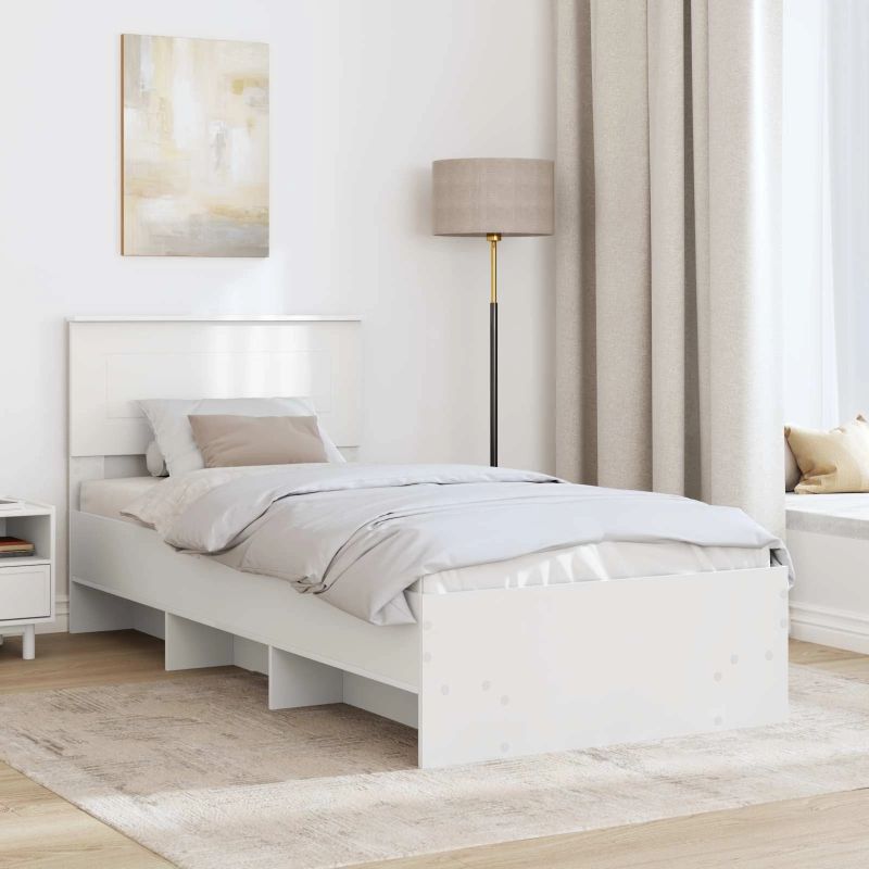 vidaXL Gultas rāmis Balts 90 x 200 cm Inženierijas koks