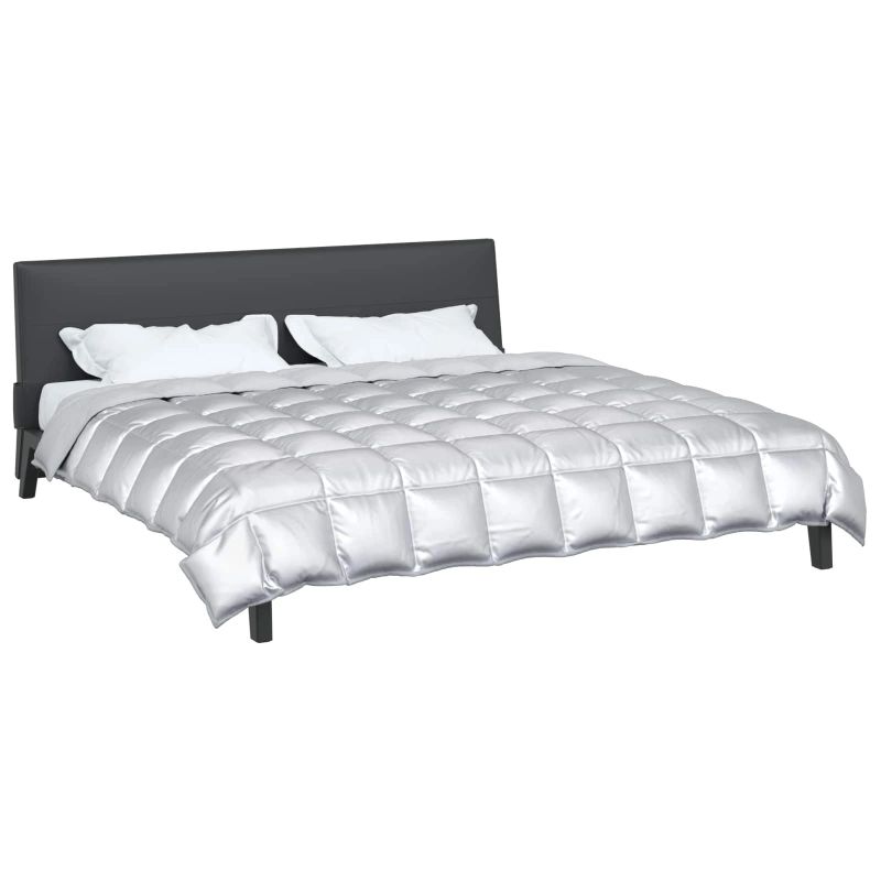 vidaXL Ziemas gultas sega Sudraba 220 x 260 cm Satīns un mikrošķiedra