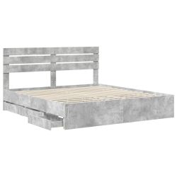 vidaXL Gultas rāmis Betona pelēks 180 x 200 cm Inženieru koks