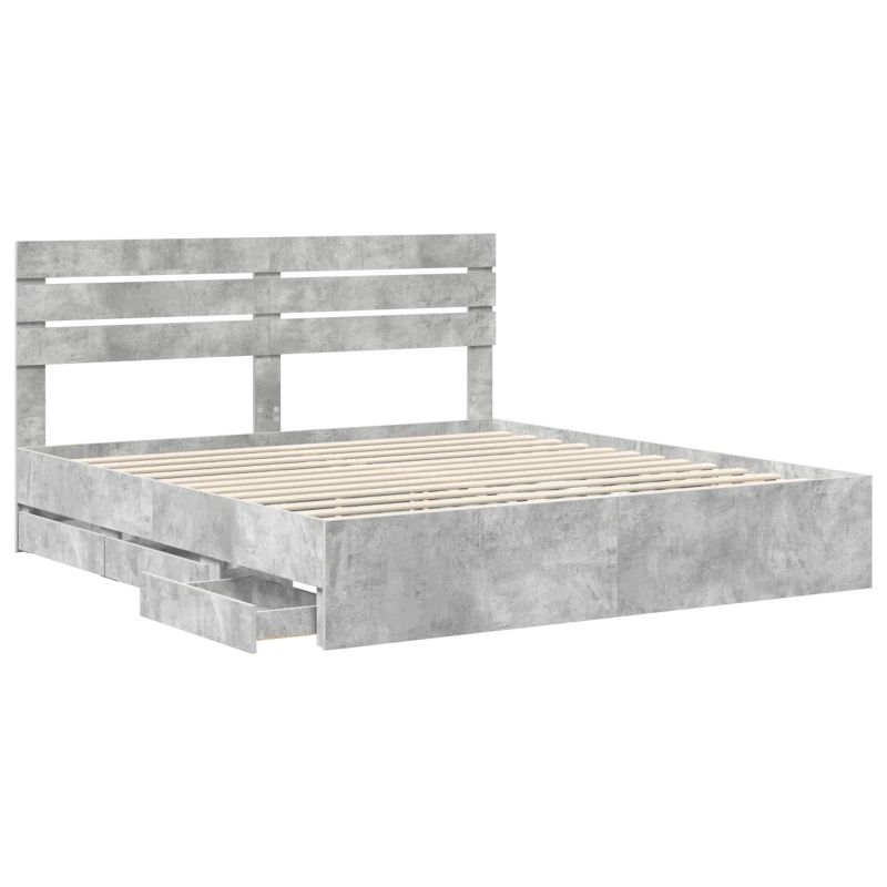 vidaXL Gultas rāmis Betona pelēks 180 x 200 cm Inženieru koks