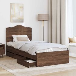 vidaXL Gultas rāmis Brūns ozols 75 x 190 cm Inženieru koks