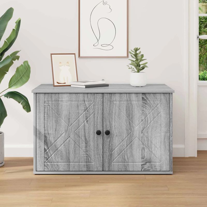 vidaXL Kaķu māja Pelēks Sonoma 85 x 55 x 50 cm Inženierijas koks