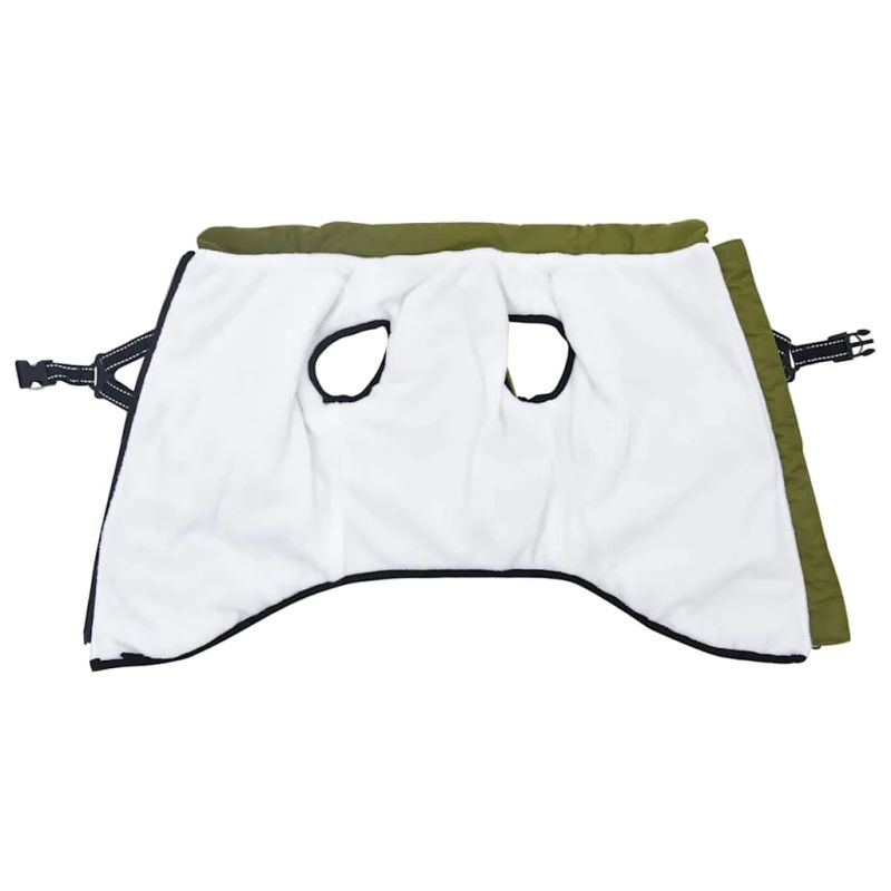 vidaXL Suņu mētelis ar jostas Armijas zaļa 3XL Fleece un Poliesters