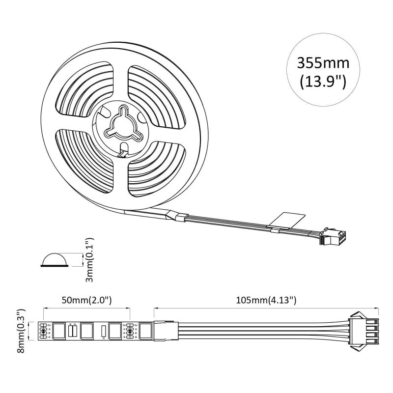 vidaXL LED stripa 4 pcs Melna un caurredzama 25 x 0,8 x 0,3 cm