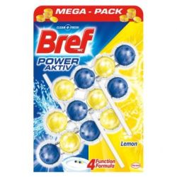 WC cleaner-freshener BREF POWER AKTIV LEMON. 3×50 g
