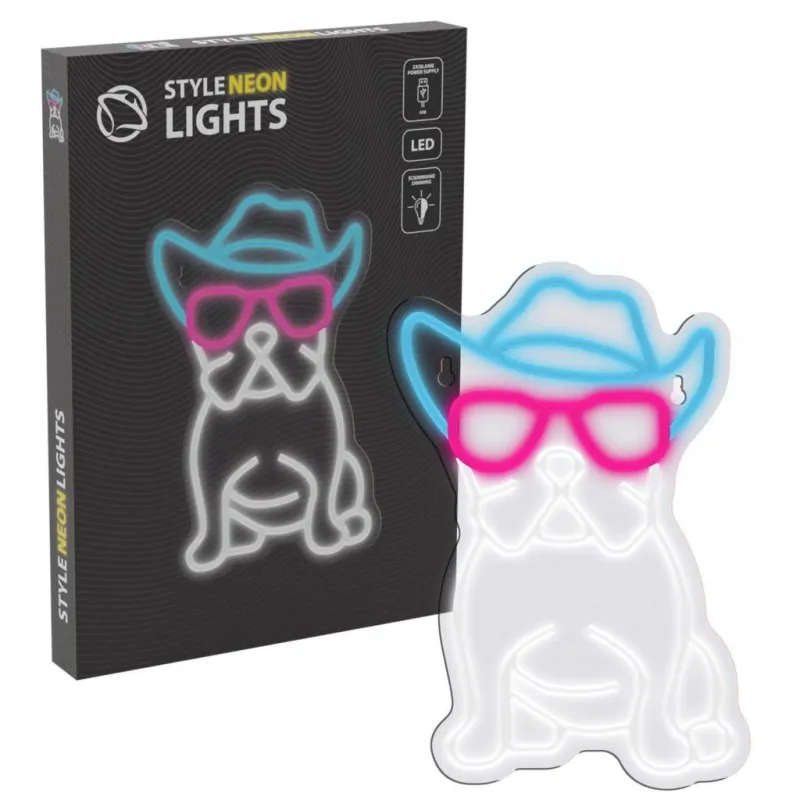 Manta SNL114MT Style Neon Lights BULDOG WITH GLASSES