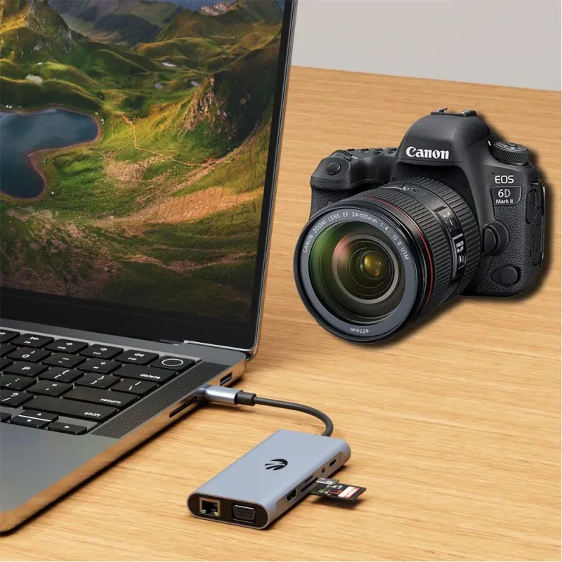 Hawk HW-HUB801 8-in-1 USB-C adapteris