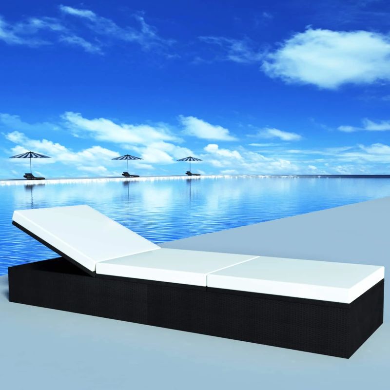 vidaXL Sauļošanās krēsls Melna poliratāns