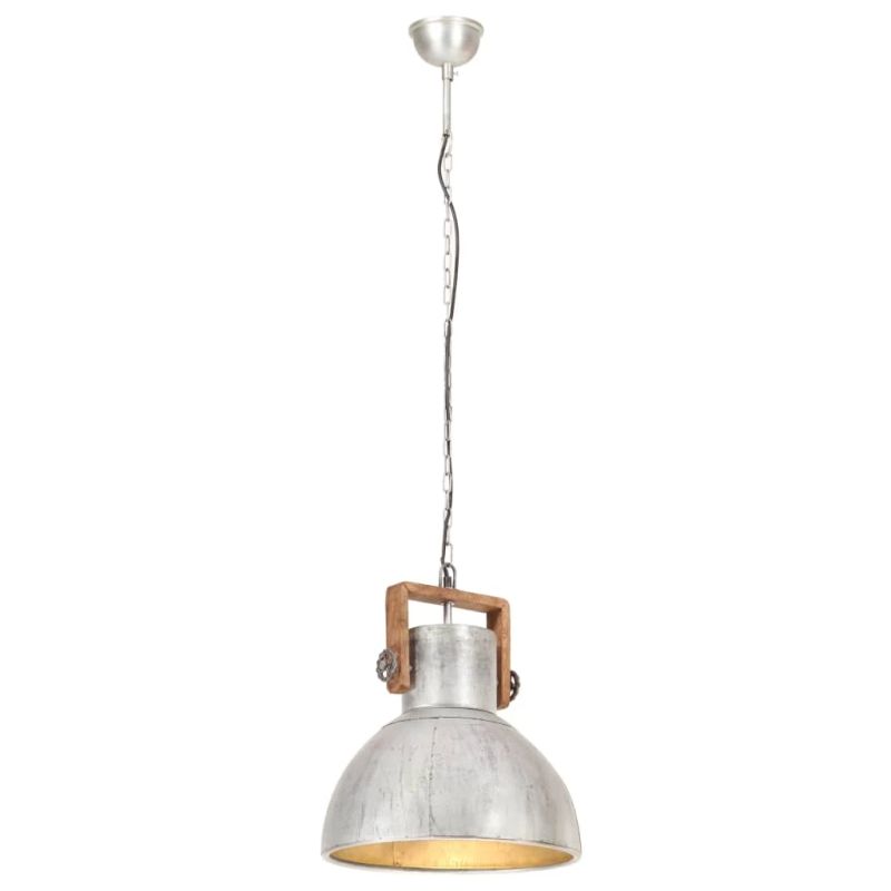 vidaXL griestu lampa, industriāls dizains, sudrabaina, 25 W, 40cm, E27
