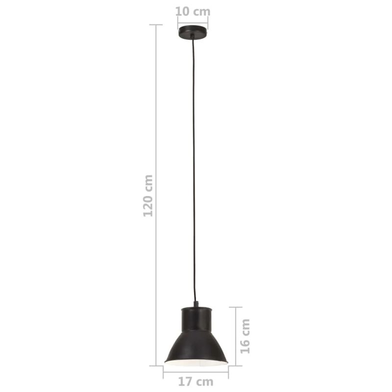vidaXL griestu lampa, melna, apaļa, 25 W, 17 cm, E27