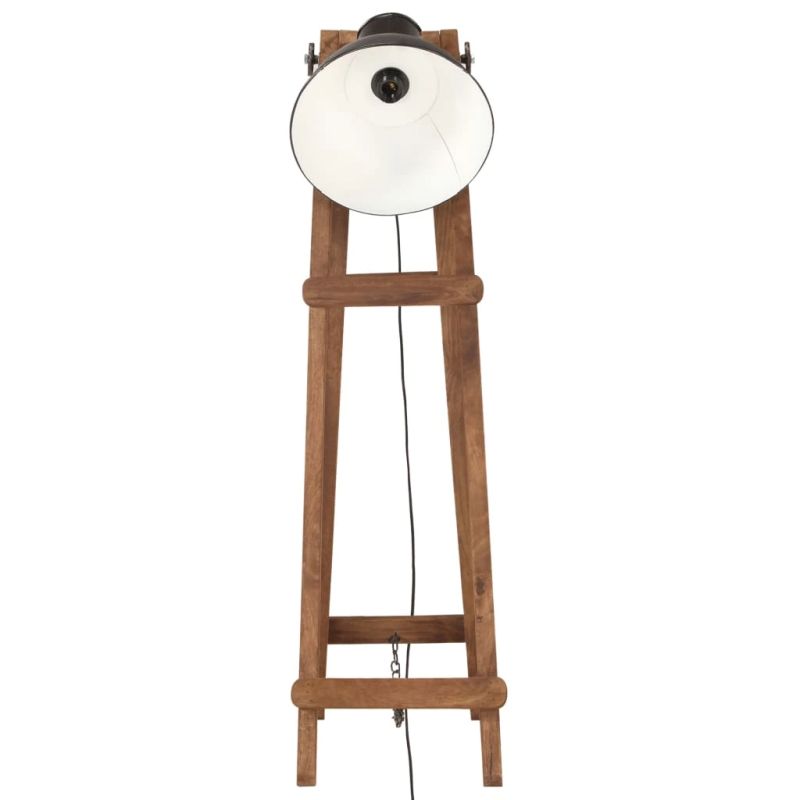 vidaXL grīdas lampa, melna, mango masīvkoks, E27