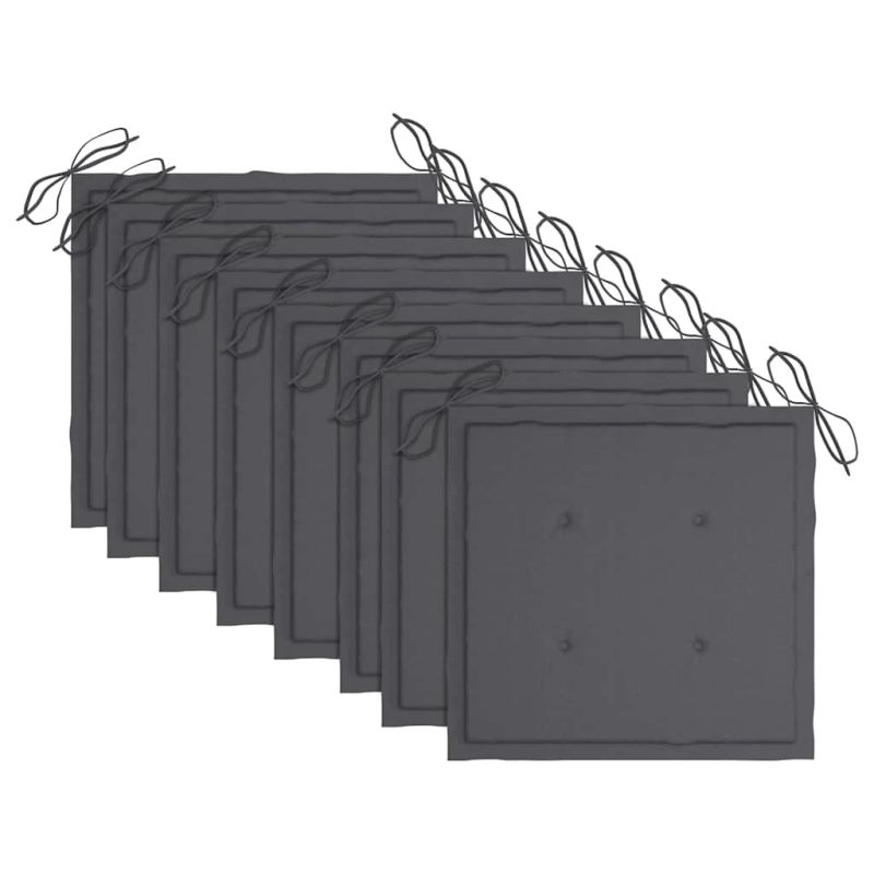 vidaXL dārza krēsli, 8 gab., antracītpelēki matrači, masīvs tīkkoks