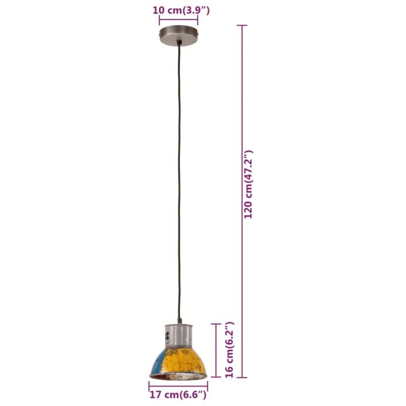 vidaXL griestu lampa, industriāls stils, krāsaina, 25 W, 17 cm, E27